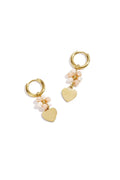 Bloemen / hartjes oorbellen wit goud