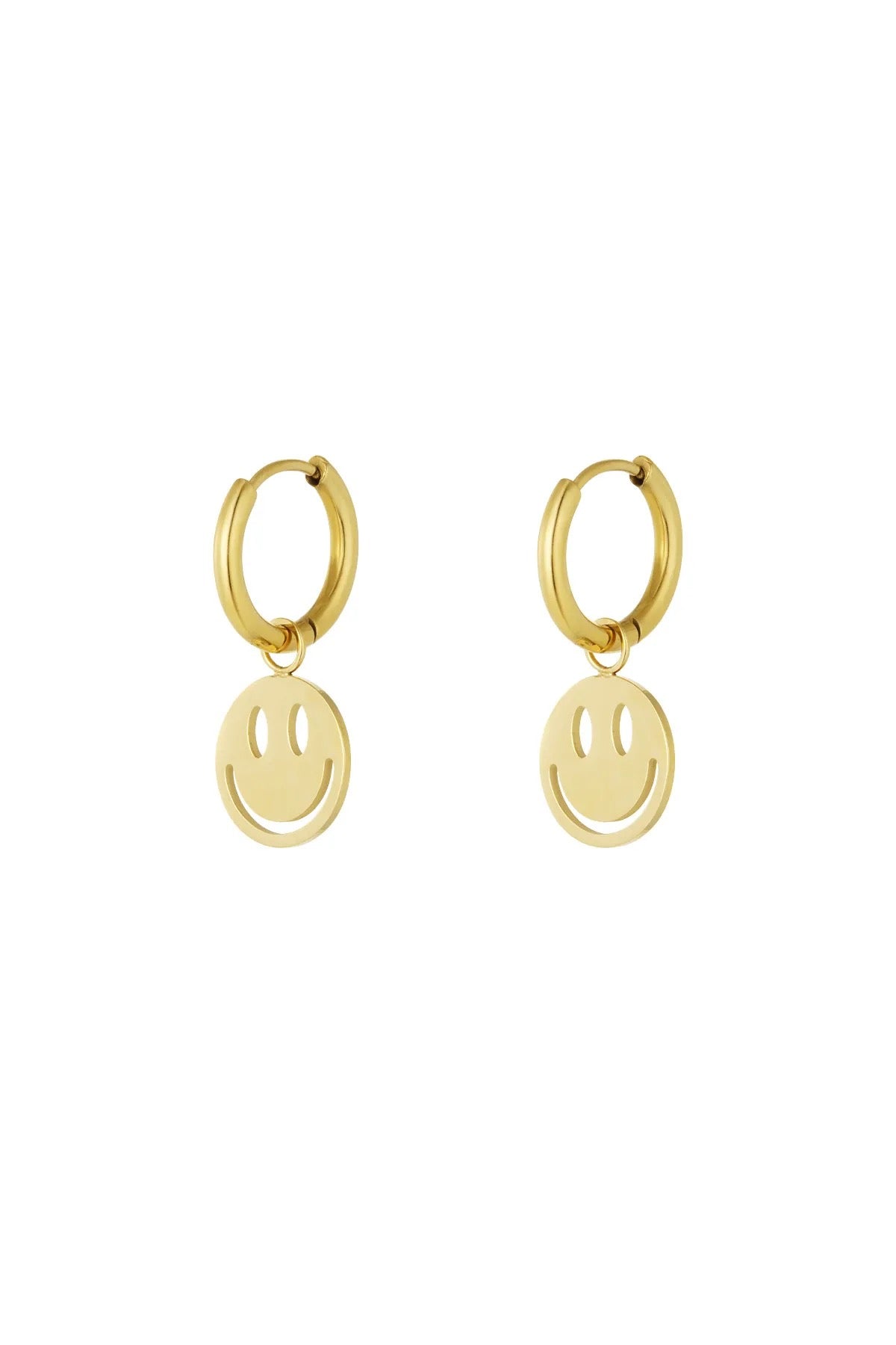 Smiley oorbellen goud