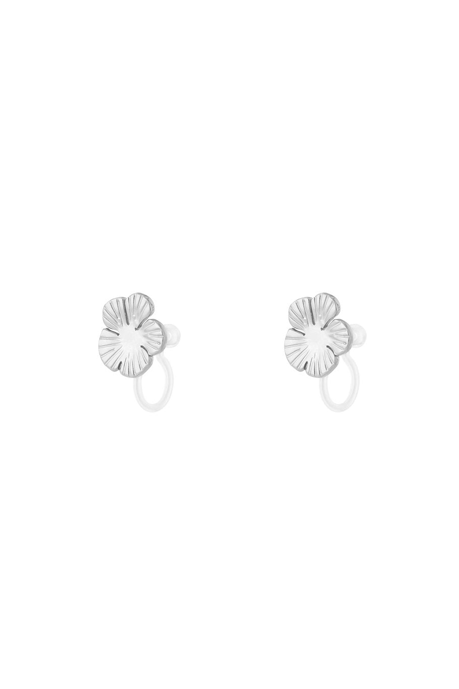 Bloemen klik oorbellen zilver
