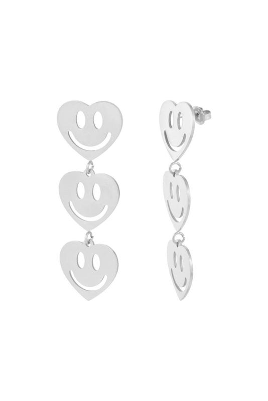 Hartjes smiley oorbellen zilver