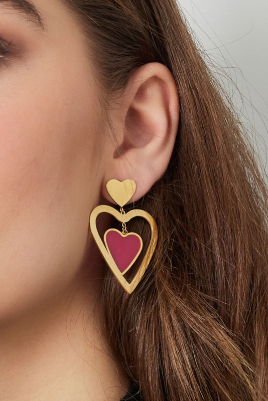 Dubbel hart oorbellen goud