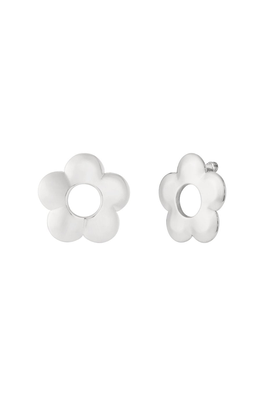 Bloemen oorbellen zilver