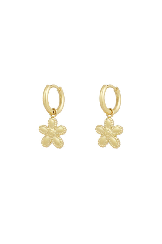 Bloemen oorbellen goud