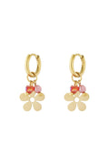 Flower daily roze red oorbellen goud