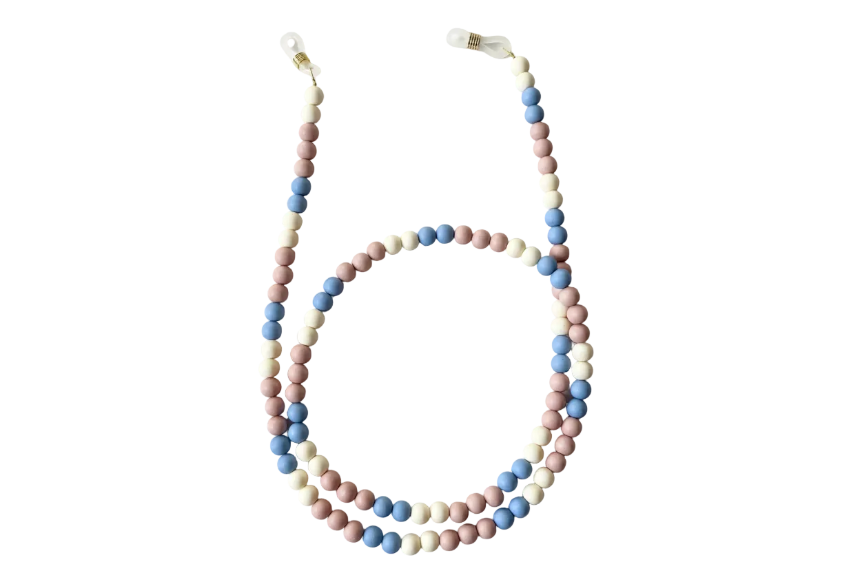Brillenkoord blauw roze