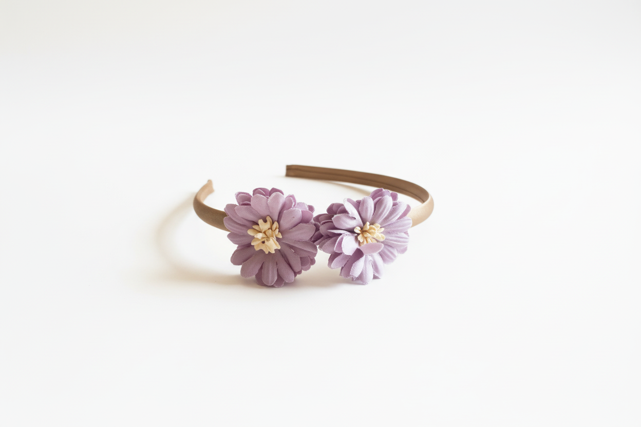 Lila bloemen haarband witte achtergrond