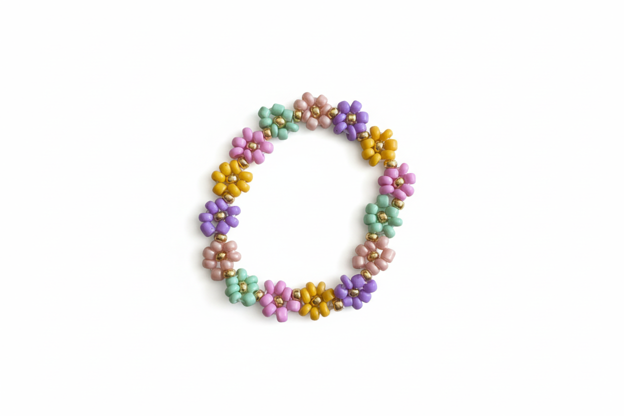 Multicolor bloemen armband witte achtergrond